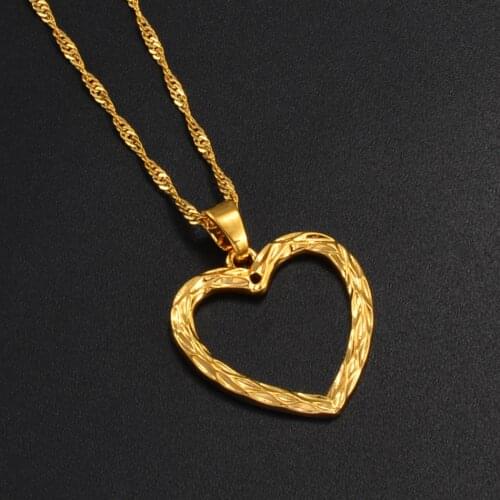 Anniyo Heart Pendant Neckalces for Women Girls Charms Heart-shaped Jewelry Cute Romantic Accessories Wedding Party Gift #128416