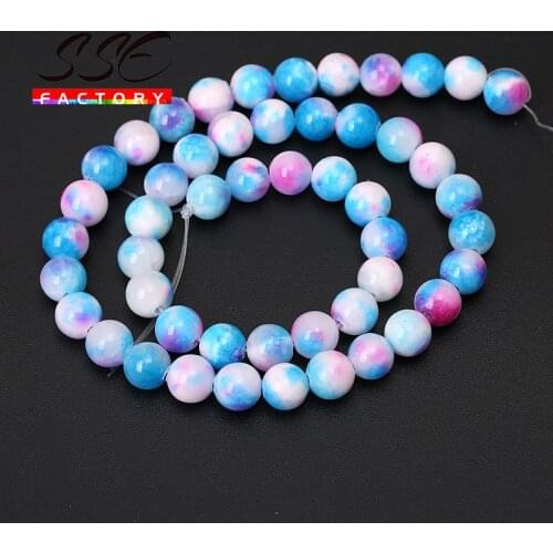 Natural Stone Beads Round Pink Blue Persian Jades Loose Spacer Bead For Jewelry Making DIY Bracelet Accessories 15'' 6/8/10/12mm