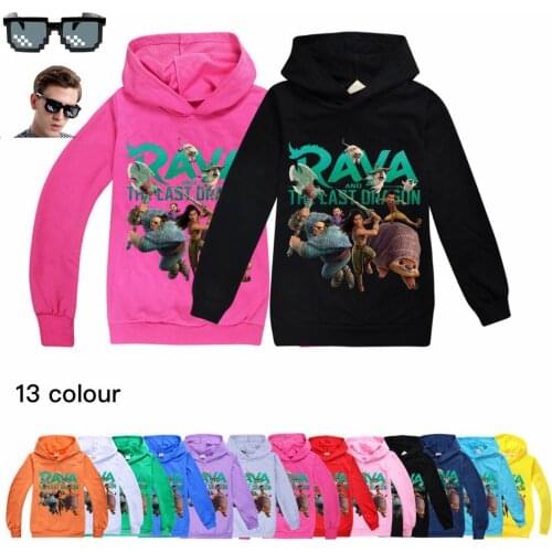 Kids Sweatshirts Streetwear 2021 New Fashion Raya and The Last Dragon Long Sleeve Hoodies Graphic Crewneck Girl Fall Clothes