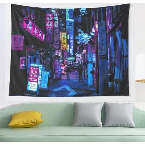 Blue Tokyo Alleys tapestry Art Wall Hanging Tapestries for Living Room Decor