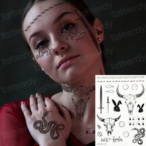 Henna temporary tattoo sticker snake cattle tattoo letters designs tribal temporary face tattoos women finger neck tattoos men