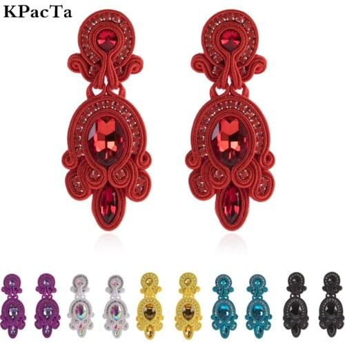 KPACTA New Design Ethnic Style Leather Drop Earrings Fashion Jewelry Women Soutache Handmade Weaving Big Hanging Earring 2019