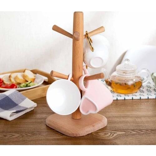 Kitchen Wood Storage Rack Hook Mug Holder Cup Hanger Organzier Bathroom Living Room Storage Racks Kitchen Organzier