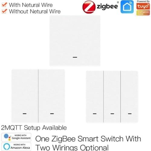 Tuya Wall Smart Life APP WiFi Push Switch Light 1/2/3 Gang DIY Relay Timer Module Google Home Alexa With/without Neutral Wire