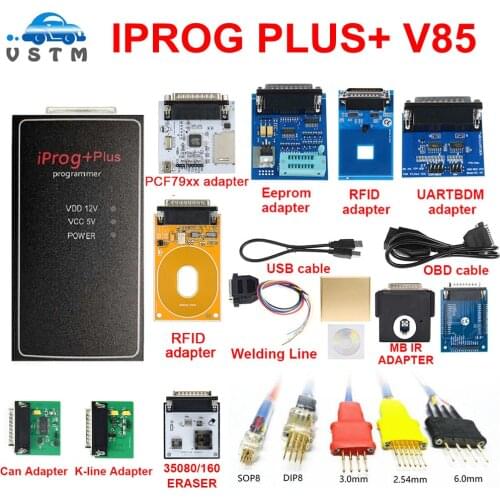 New IPROG Plus+Full Adapters+IPROG V85 Support IMMO/Mileage Correction/Airbag Reset till Replace Tango Car Prog Diagnostic Tool