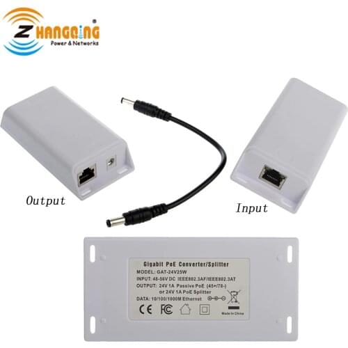 24V 25W PoE Converter 48V to 24V Gigabit Active DC PoE Converter For 24V PoE Devices Such as 24V MikroTik Routerboard
