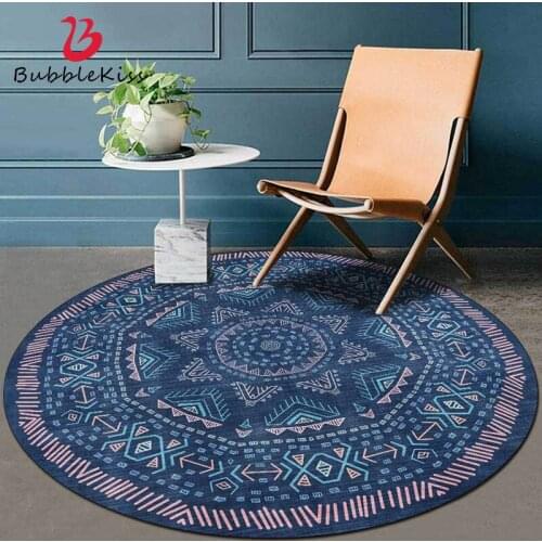 Bubble Kiss Round Carpet Blue Retro Rug Geometric Pattern Floor Mat Purple Line Decor Carpets Customized Carpet Home Decor Rugs