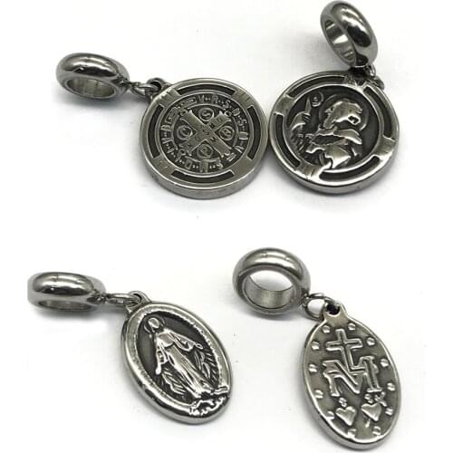 316l Stainless Steel Religious Pendants Cross Beads Charms For Bracelets Necklace DIY Jewelry Making Findings