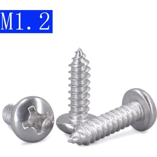 M1.2 304 Stainless Steel Phillips Cross Recessed PAN Head Self Tapping Screws DIN 7981