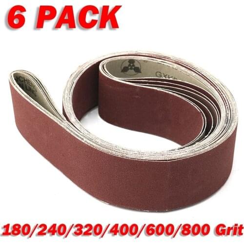 6Pcs 2" X 72" Sanding 180/240/320/400/600/800 Grit Assortment for Wood Metal Oxide Sander