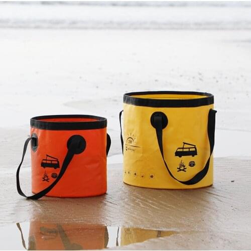Folding bucket folding car washing bucket thickened PVC folder mesh fishing bucket outdoor portable car bucket
