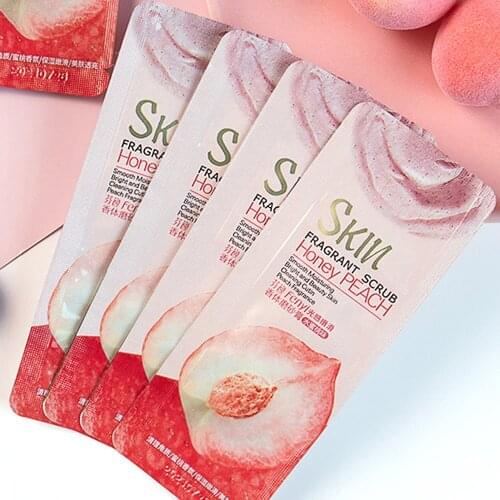 30PCS Bagged Shea Butter Milk Honey Peach Extract Deep Cleansing Scrub Exfoliating Oil Control Fine Pores Peeling Skin Care