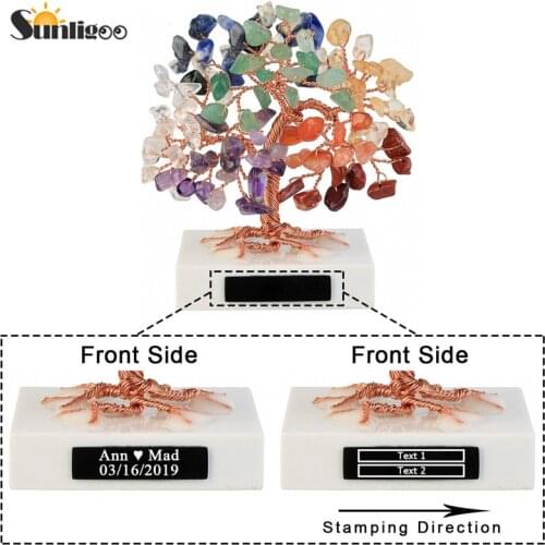 Sunligoo Customized Mini Healing Crystal Money Tree Handmade Copper Wire Wrapped Tumbled Gemstone Tree Feng Shui Ornaments Decor