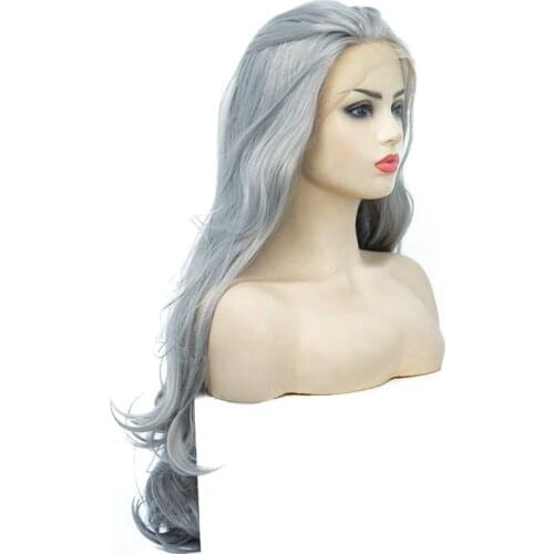 SUNNYQUEEN Lightgrey Water Wave Synthetic Lace Front Wig 13*4 Heat Resistant For Women Fiber Hair Daily Use New