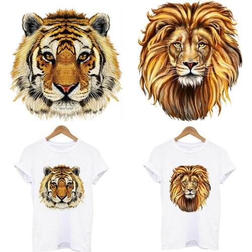 Beast Lion Tiger Clothing Stickers Iron On Transfers For Clothing Heat Transfer Patch For Clothes Applique Wolf Leopard Stickers
