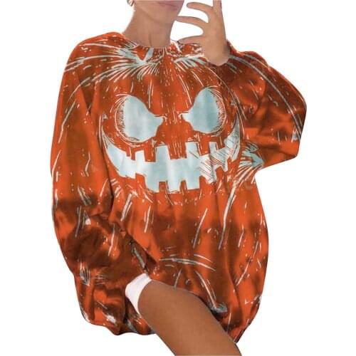 Halloween Oversized hoodies Kawaii Printed sweatshirts Fashion Womens Casual Long Sleeve hoodies Ladies Sweatshirt Tops Moleto