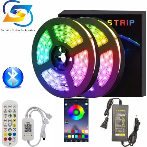 Smart LED Strip Lighting RGB 5050 Sound Controller 12V + 110V 220V Driver Music APP Wall Stair Lamps for KTV DJ Party Bar Light