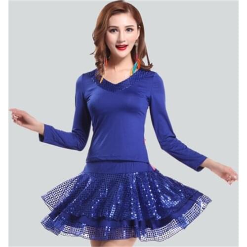 Spring and Autumn new suit long-sleeved dance clothes adult two-piece practice large size dancing clothes