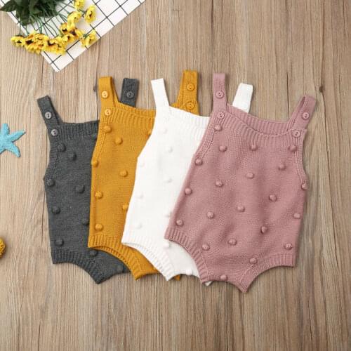 Spring Newborn Baby ​Clothing Baby Boy Girl Knitted Rompers Solid ​Jumpsuit Ruffle Sleeveless Cute Clothes
