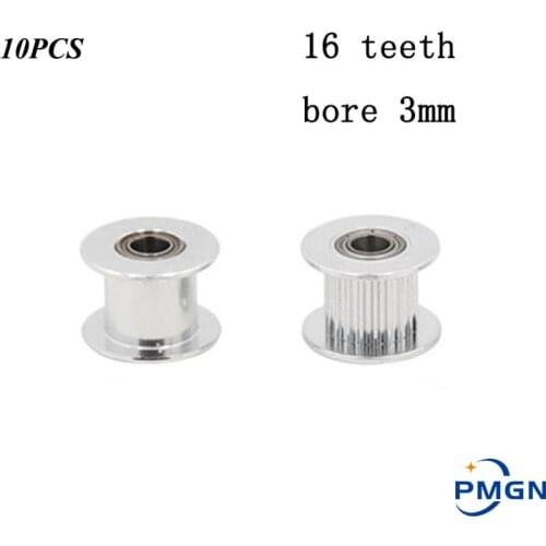 High quality 10Pcs GT2 Pulley 16 With Teeth or Without Teeth Pulley Timing Gear Bore 3 MM GT2 belt Width 6 MM For 3D Printer 3x6