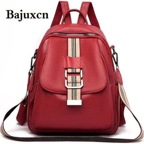 High Quality Leather Back Pack School Bags for Teenage Girls Sac 2021 New Women Backpacks Large Capacity Travel Backpack