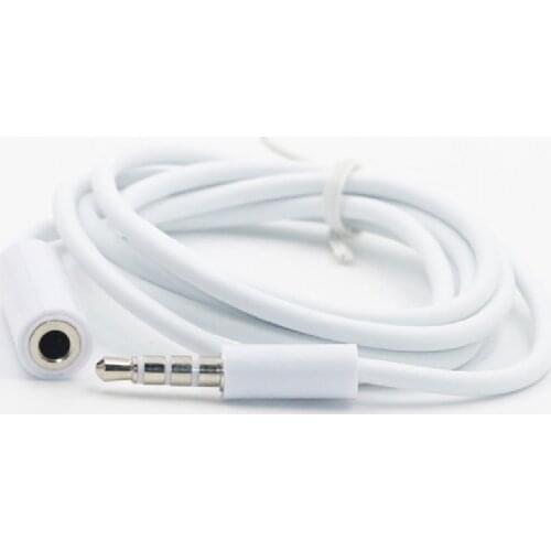 Superior quality Cable White Color 3 5 mm 4 Pole Audio Stereo Headphone Male to Female Extension Cable