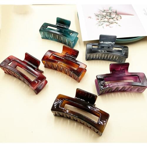 New Hair Claw Clip Hair Clips for Women Hair Clips Elegant Bright Colorful Transparent Color Square Hair Claw Hair Accessories