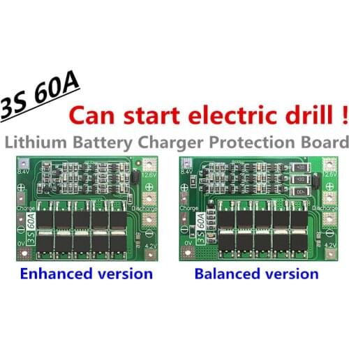 3S 60A Li-ion Lithium Battery Charger Protection Board PCB BMS For Drill Motor 12.6V 13.6V Lipo Cell Module
