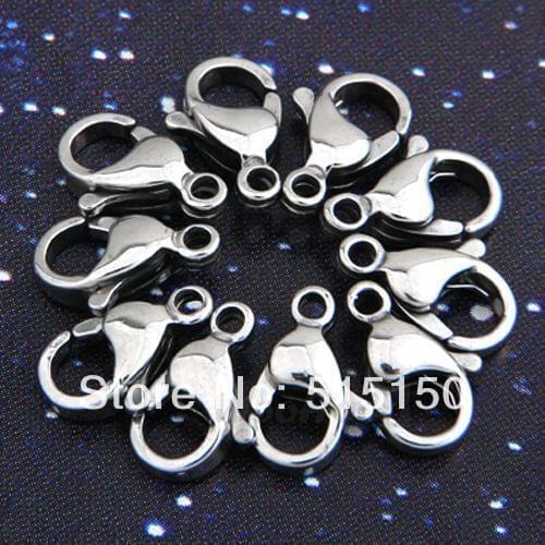 Wholesale 100pcs 17mm silver Color findings Strong Stainless steel lobster clasps Fit Chain DIY jewelry accessories