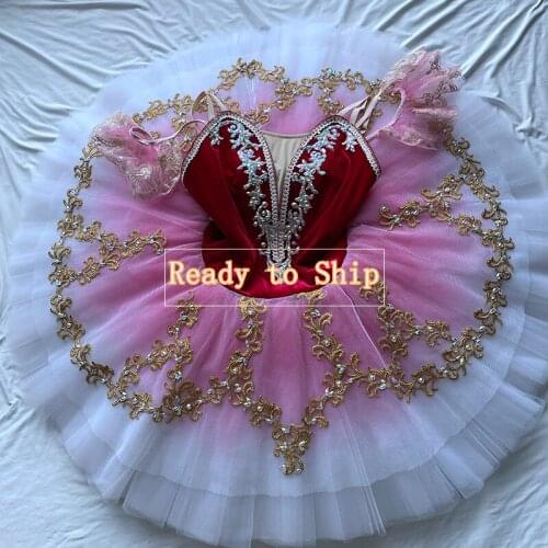Women Professional Ballet Tutu Dress Tutu Costumes Ombre Pink Adult Concert Competition Platter Pancake Tutu Ready to Ship