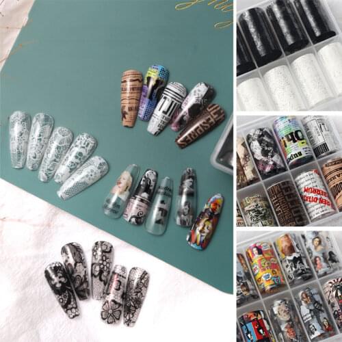 1Box Nail Foil Sticker Transfer Paper For Nail Art Tools Decal Adhesive Wraps Nails Art Patterns Decoration Paper