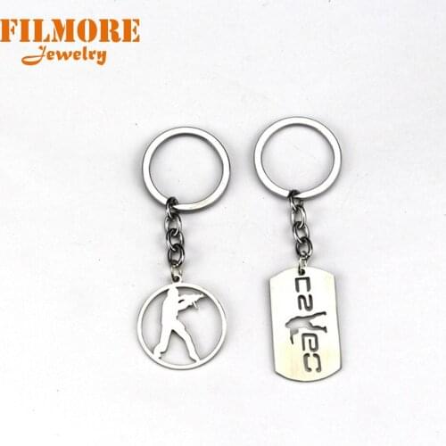 1Pcs Game CSGO Key Chains Stainless Steel Keychain Counter Strike CS GO Keychain Keyring Porte Clef Chaveiro Carro