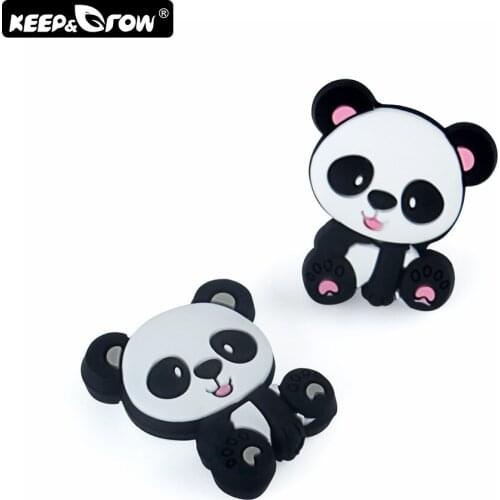 Keep&Grow 10Pcs Perle Silicone Beads Mini Panda Baby Teething Beads BPA Free Teething Toys DIY Mordedor Beads Baby Products