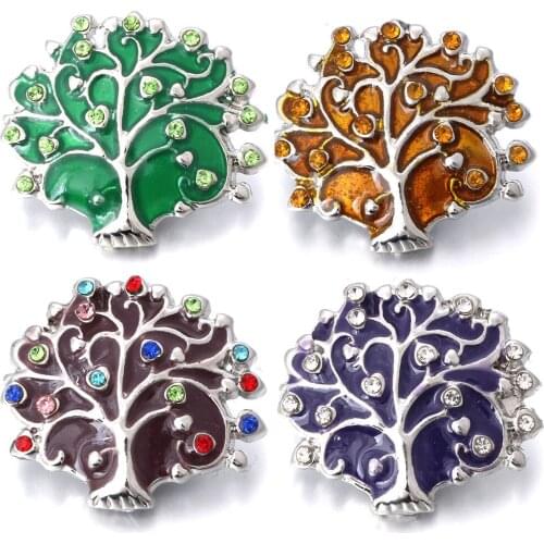 10pcs/lot New Snap Jewelry Oil Painting Tree of Life 18mm Snap Buttons for 18MM Metal Snap Bracelet Bangle Necklace For Women