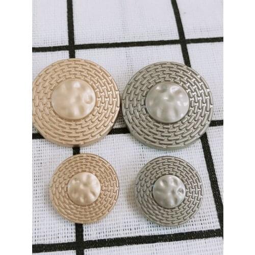10Pcs Grid Metal Button Gold Golden Button Decorative Clothes Round Shank Button Sew Crafts Garment Accessories