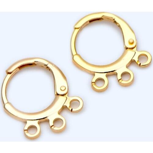 10pcs Gold Round Leverback Ear Wires Hooks with 3 Loops,Earring Finding Wholesale (GB-1231)