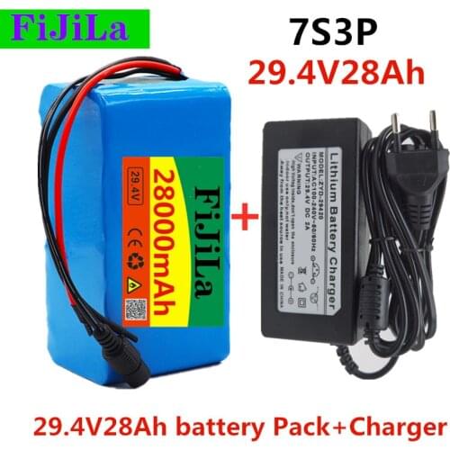24V 28ah 7s3p 18650 battery lithium battery 29.4V 2800mah electric bicycle moped electric lithium ion battery pack + charger