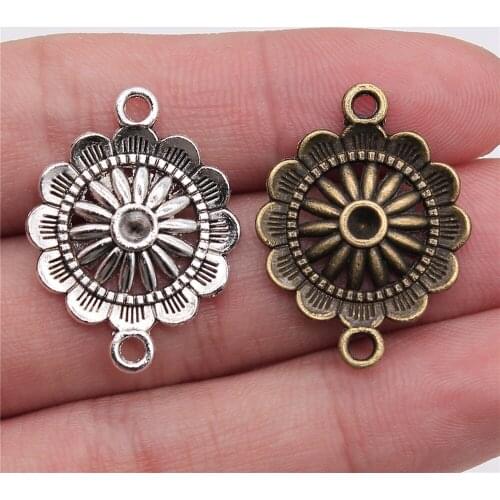 3pcs 28x21mm Flower Connector Charm Flower Charms Connector For Bracelet Making Flower Connector Charms