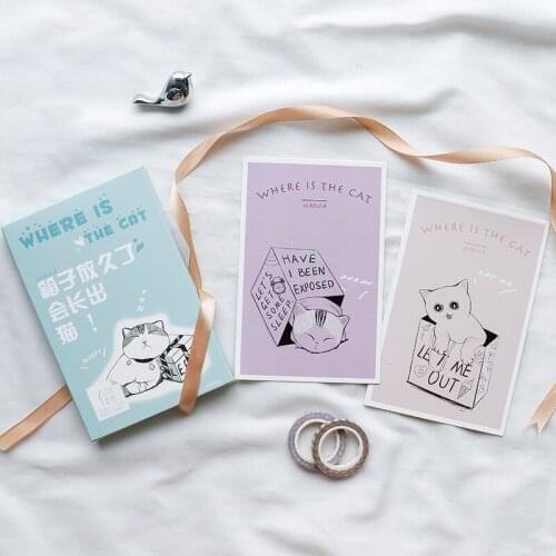 30 Sheets/Set Where Is The Cat Postcard/Greeting Card/Message Card/Birthday Letter Envelope Gift Card