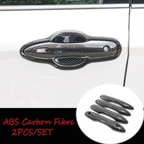 4 Pcs/set ABS Carbon fibre Car Exterior Door Handle Grab Cover Trim Car styling Accessories For Toyota Camry 8th 2018 2019