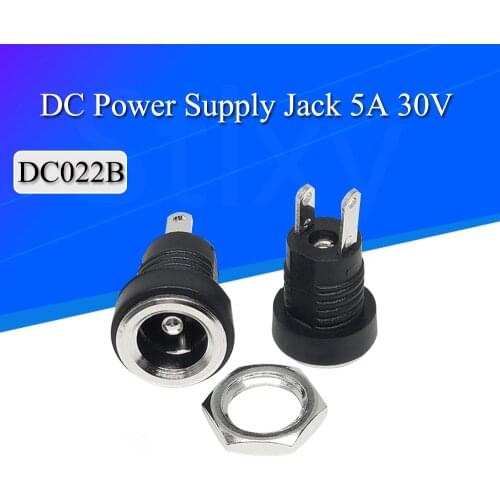 5/10Pcs 5A 30V For DC Power Supply Jack Socket Female Panel Mount Connector 5.5mm 2.1mm Plug Adapter 2 Terminal Types 5.5x2.1