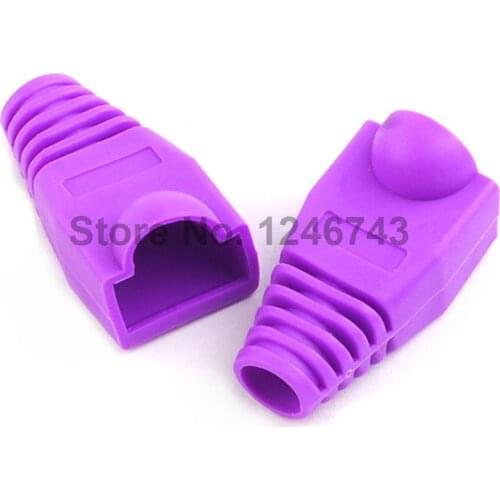 50PCS RJ45 Connector Caps cat5 cat5e cat6 Multicolour Sheath Protective Sleeve for Network Connectors Ethernet Cable Purple