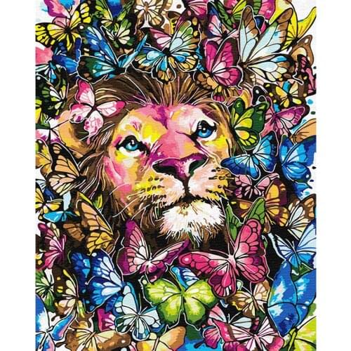 5D DIY Diamond Painting Lion Butterfly Cross Stitch Kit Full Drill Square Round Embroidery Mosaic Art Picture of Rhinestones