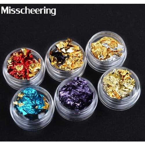 6Pcs/Set Aluminum Nail Art Foils Double Side Colorful Irregular Foils Sticker Paper 3d Glitter Flakes DIY Manicure Decorations