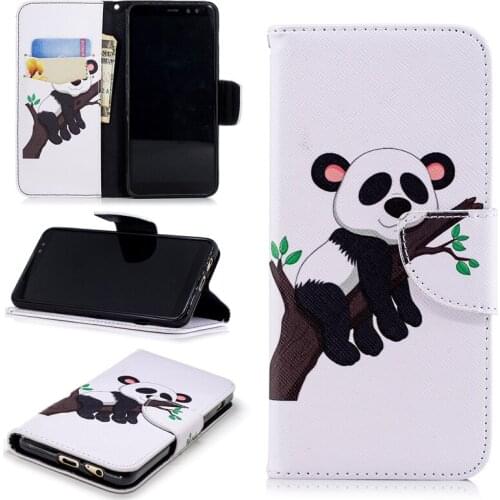 Flip Colored Drawing PU Leather Case with Kickstand for Samsung Galaxy A8(2018) A530N Mobile Phone Case with Wallet Card Holders