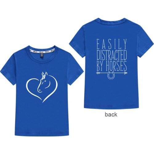 2-12Y kids Double-sided printing horse Clothing new cotton Childrens clothing cartoon Baby summer short-sleeved boy T-shirt Top