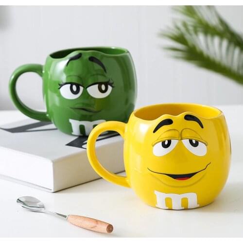 Large Capacity Coffee Mugs Ceramic Tea Cups Friends Gift Cute Expression Mark Cartoon Drinkware Send Spoon