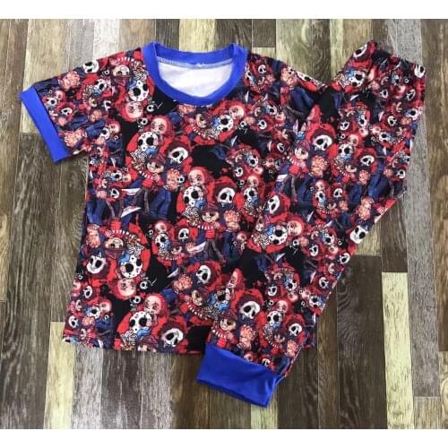 Halloween baby boy and girl scary kids blue hemmed pajamas set