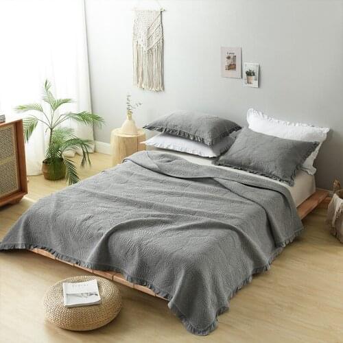 Korean Thick Cotton Quilt Set 3PCS Bedspread on the Bed 2 Shams Quilted Bed Cover Queen Size Coverlet Quilted Blanket for Bed