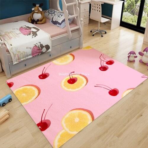 Fruit Cherry Strawberry Pineapple Pattern Carpet Floor Mats Living Room Bedroom Decor Floor Mats Bay Window Accept Customized
